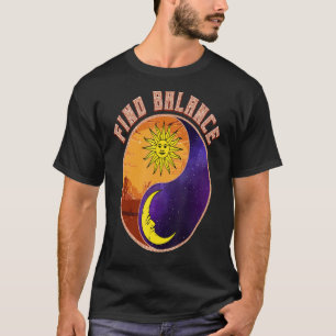 Vind Evenwicht Yin Yang Positieve Vibes Yoga Motiv T-shirt