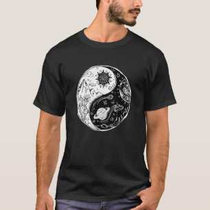Vind Evenwicht Yin Yang Positieve Vibes Yoga Motiv T-shirt