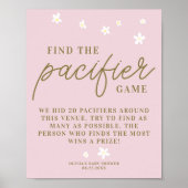 Vind Fopspeen Baby shower Game Boho Daisies Roze Poster (Voorkant)