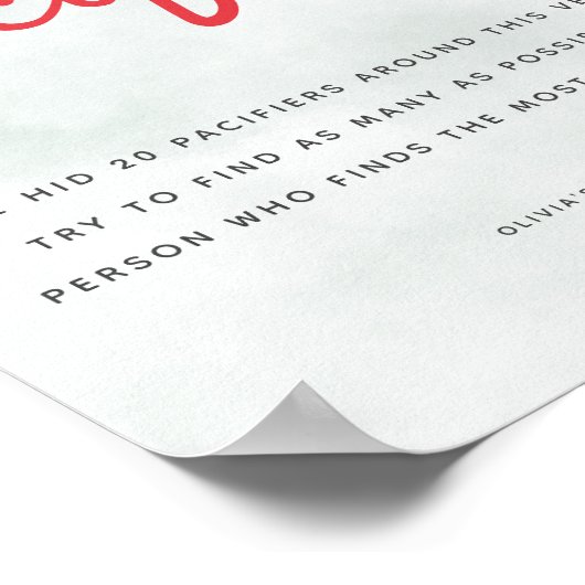 Vind fopspeen Baby shower spel Rustic Chic Tomato Poster (Hoek)