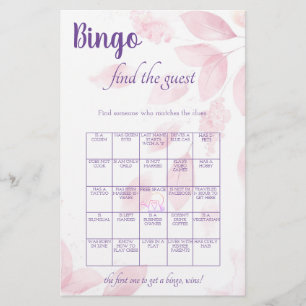 Vind het bruidsspel Guest Bingo Bruiloftsfeestje Flyer