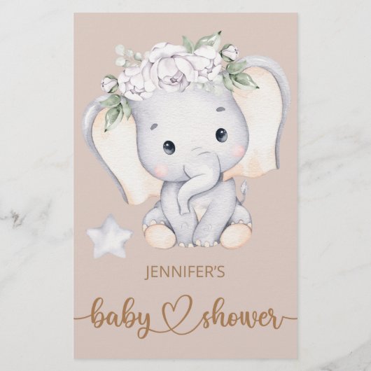 Vind het Elephant Baby shower Game van het Gast Bi (Achterkant)