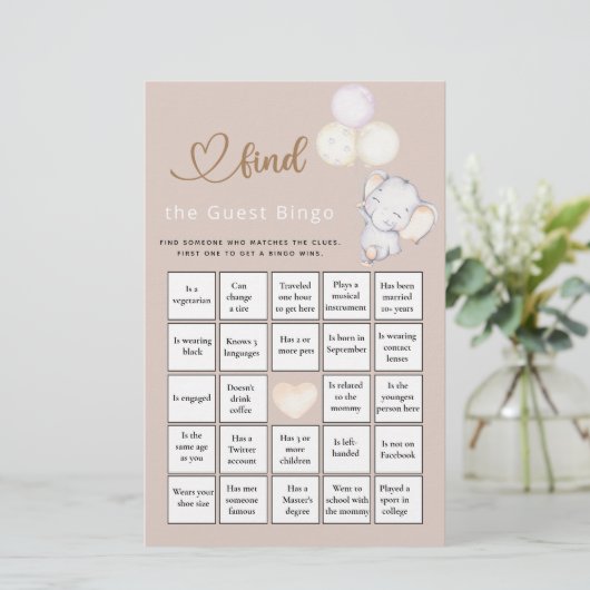 Vind het Elephant Baby shower Game van het Gast Bi (Staand voorkant)