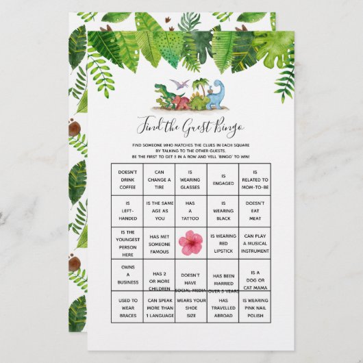 Vind het Game van het Baby shower van de Gast Bing (Voorkant / Achterkant)