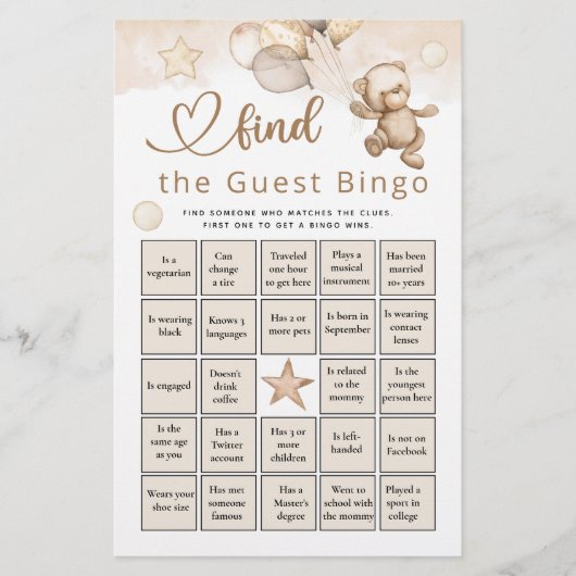 Vind het Game van het Baby shower van het Beer van (Voorkant)