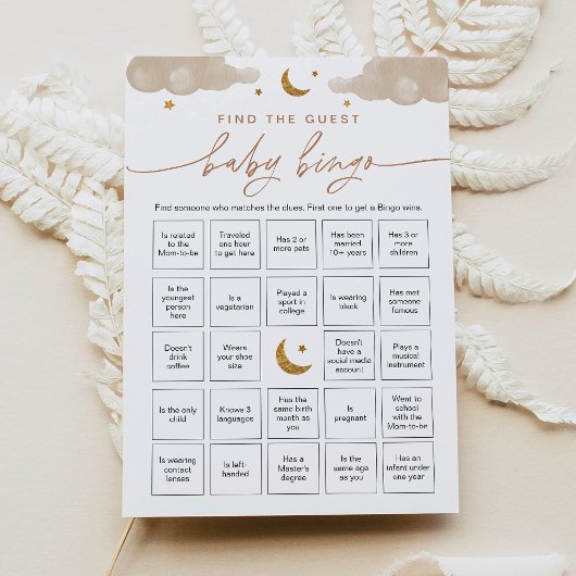 Vind het gast Baby Bingo spel Twinkle Star Kaart