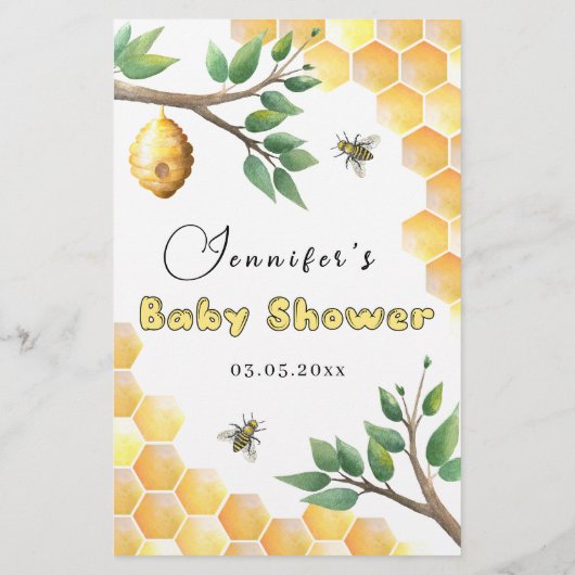 Vind het Gast Bingo Baby Bee Baby shower Game (Achterkant)