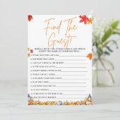 VIND HET GASTEN BABY SHOWER SPEL KLEINE POMPOEN KAART (Staand voorkant)