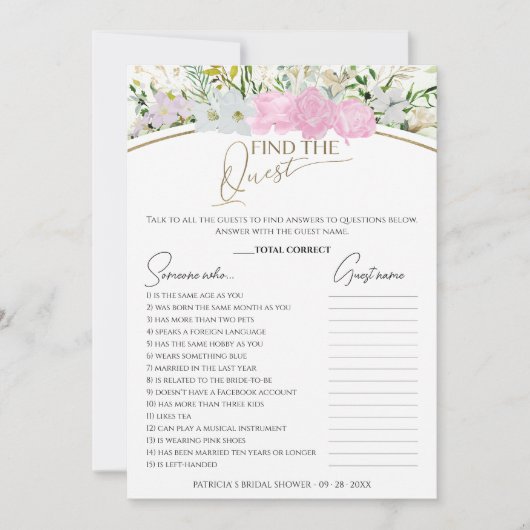 Vind het Gastenspel Wildflower Vrijgezellenfeest k Kaart (Voorkant)