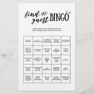 Vind het Guest Bingo spel voor bruiloft of bruids