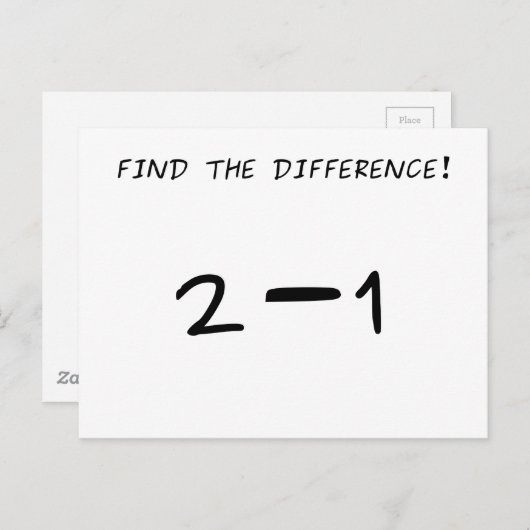 Vind het verschil! 2 min 1 briefkaart (Voorkant / Achterkant)