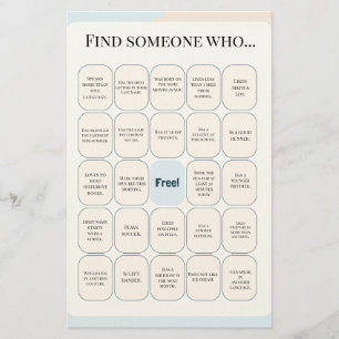 Vind iemand die klasbingo-activiteit briefpapier