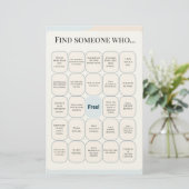 Vind iemand die klasbingo-activiteit briefpapier (Staand voorkant)