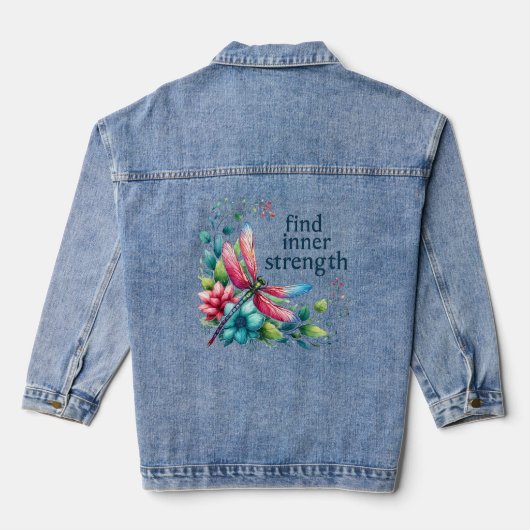 Vind Innerlijke Sterkte - Artistieke Dragonfly Denim Jacket (Achterkant)