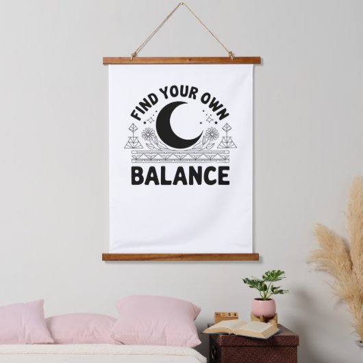 Vind je eigen balans hangend wandkleed (Slaapkamer)