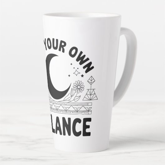 Vind je eigen balans latte mok (Rechterhoek)