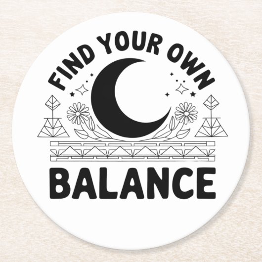 Vind je eigen balans ronde kartonnen onderzetter (Voorkant)