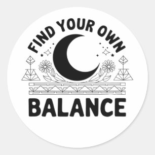Vind je eigen balans ronde sticker