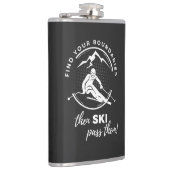 Vind je grenzen en ski dan voorbij hen" heupfles (Rechts)