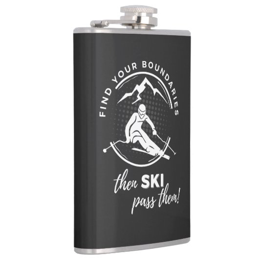 Vind je grenzen en ski dan voorbij hen" heupfles (Rechts)