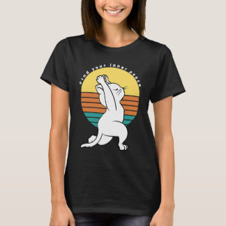 Vind Je Innerlijke Vrede Retro Yoga Kat Kado T-shirt