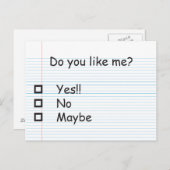 Vind je me leuk? briefkaart (Voorkant / Achterkant)