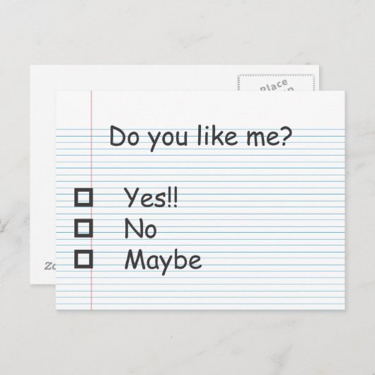 Vind je me leuk? briefkaart (Voorkant / Achterkant)