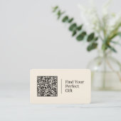 Vind Je Perfecte Cadeau | Aanpasbare QR-code  Visitekaartje (Staand voorkant)