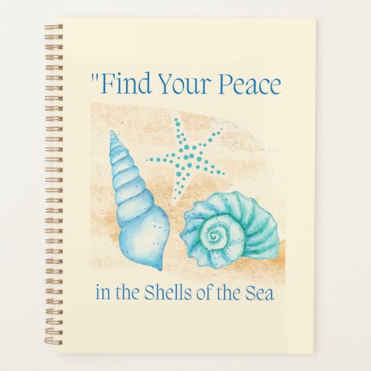 Vind je rust in de schelpen van de zee. planner (Voorkant)