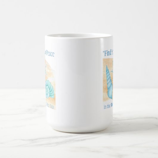 Vind je rust in de schelpen van het zee. koffiemok (Center)