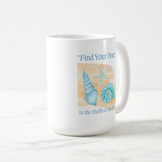 Vind je rust in de schelpen van het zee. koffiemok (Voorkant rechts)