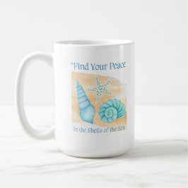 Vind je rust in de schelpen van het zee. koffiemok