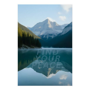 Vind je rust — Minimalistische berg- en meerposter Perfect Poster