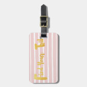 vind-je-stam-roze-streep bagagelabel (Voorkant verticaal)