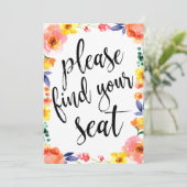 Vind je stoel Betaalbare Boho bloemenschild Kaart (Staand voorkant)