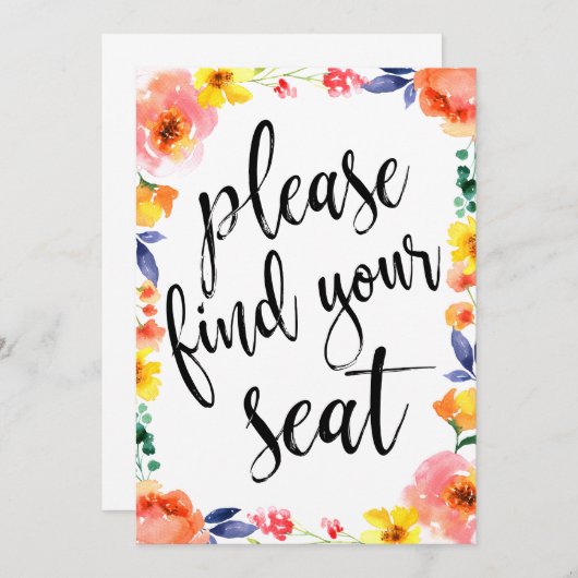 Vind je stoel Betaalbare Boho bloemenschild Kaart (Voorkant / Achterkant)