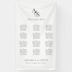 Vind je stoel! Monogram bruiloft Spandoek