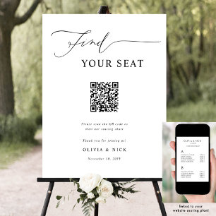 Vind je stoel QR-code Huwelijksstoelindeling bord Poster
