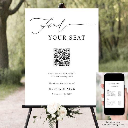 Vind je stoel QR-code Huwelijksstoelindeling bord Poster