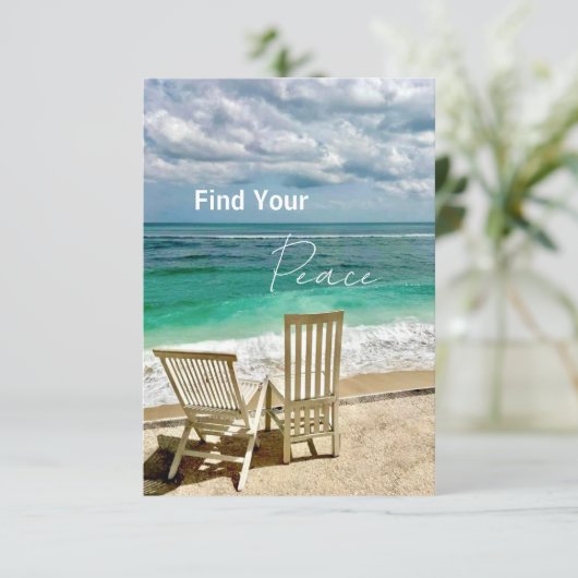 Vind je vrede | Serene strand ansichtkaart Kaart (Staand voorkant)