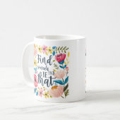 "Vind jezelf en wees dat" Floral Inspirerend Koffiemok (Voorkant links)