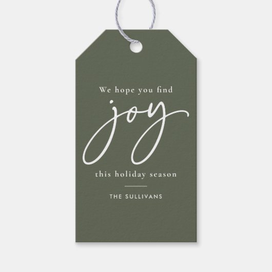 Vind Joy Green Holiday Custom Gift Labels Cadeaulabel (Voorkant)