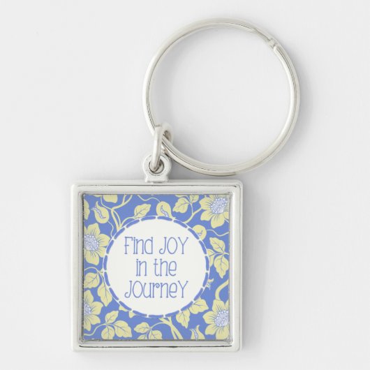 Vind JOY in de JOurneY typografie blauw geel Sleutelhanger (Voorkant)