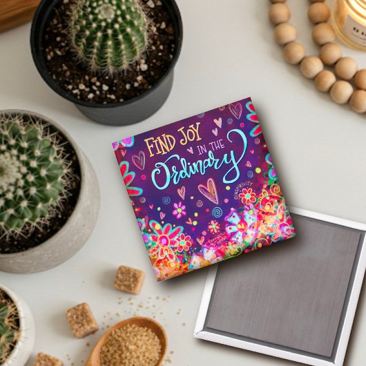 Vind Joy Inspirivity Paarse Fun Floral Inspiring Magneet