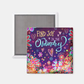 Vind Joy Inspirivity Paarse Fun Floral Inspiring Magneet (Voorkant / Achterkant)