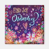 Vind Joy Inspirivity Paarse Fun Floral Inspiring Magneet (Voorkant)