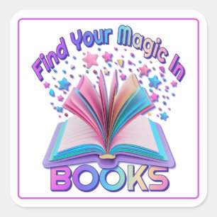 Vind Magie In Boeken Vierkante Sticker