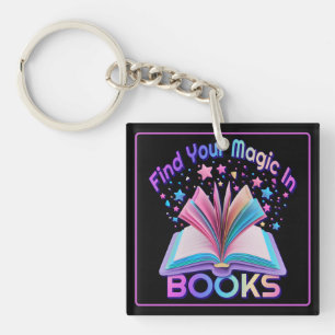 Vind Magie in Boeken Zwart en Wit Sleutelhanger