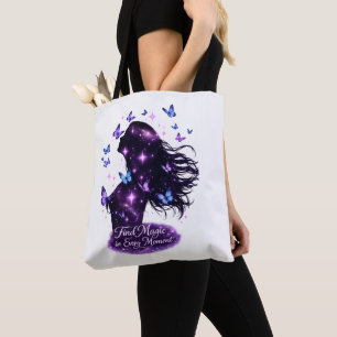 Vind magie in elke vlindersterrenstelsel boodschap tote bag