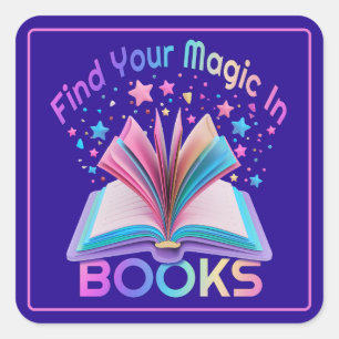 Vind Magie in Paarse Boeken Vierkante Sticker